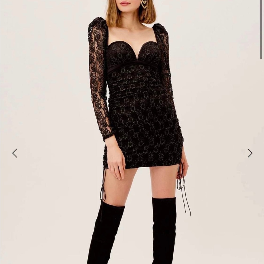 BNWT For Love & Lemons Joanna Mini Dress Black - XS